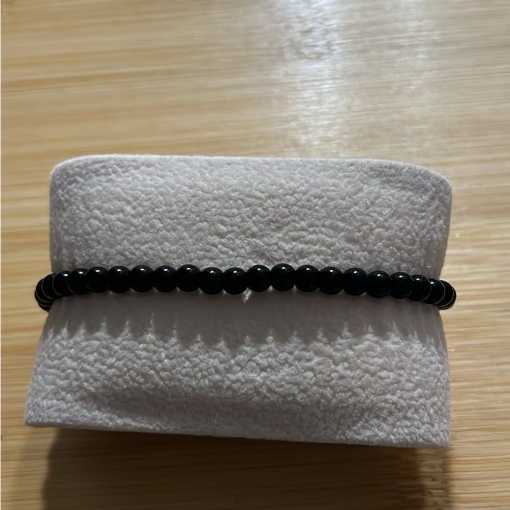 Classic Black Beaded Stretch Bracelet for Women